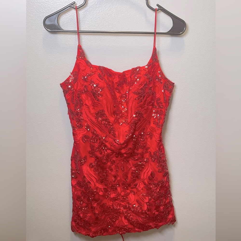 Alyce Paris Red Sequin Mini Dress